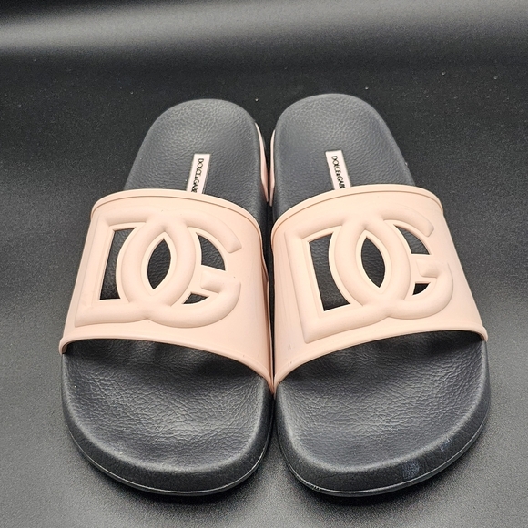 Dolce & Gabbana Pale Pink DG Logo Rubber Slide Sandal 39 - Picture 6 of 9